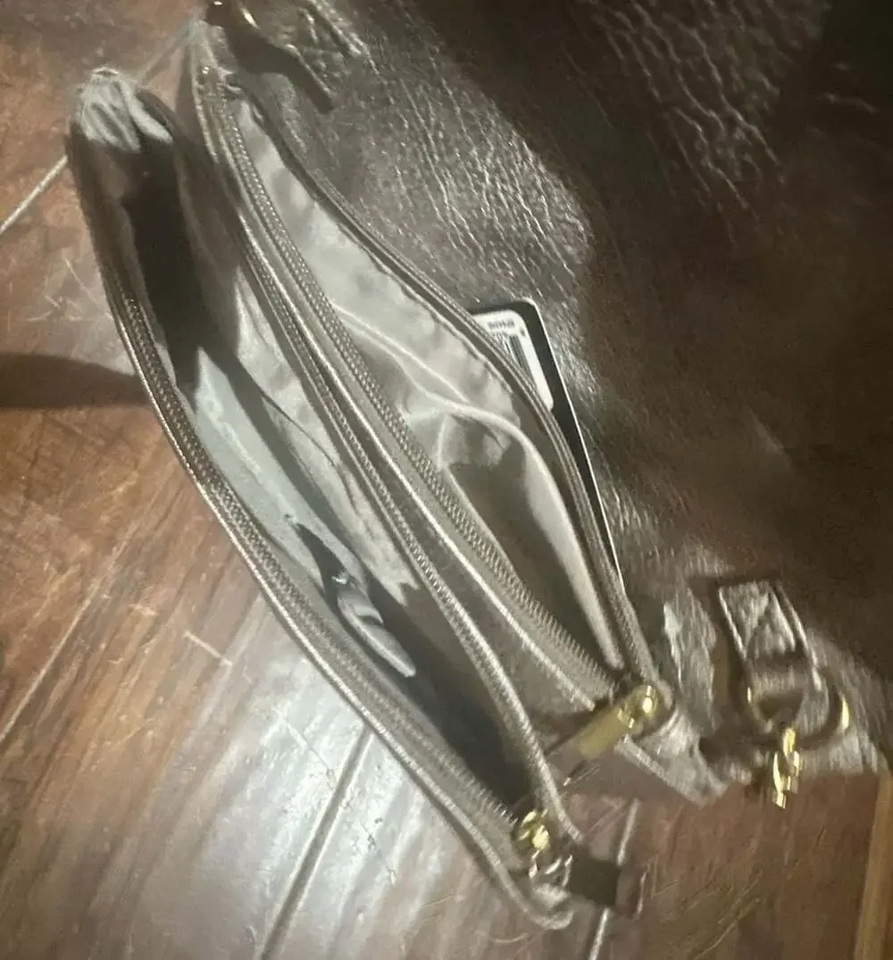Rampage Metallic Silver Zip-Detail Crossbody Bag